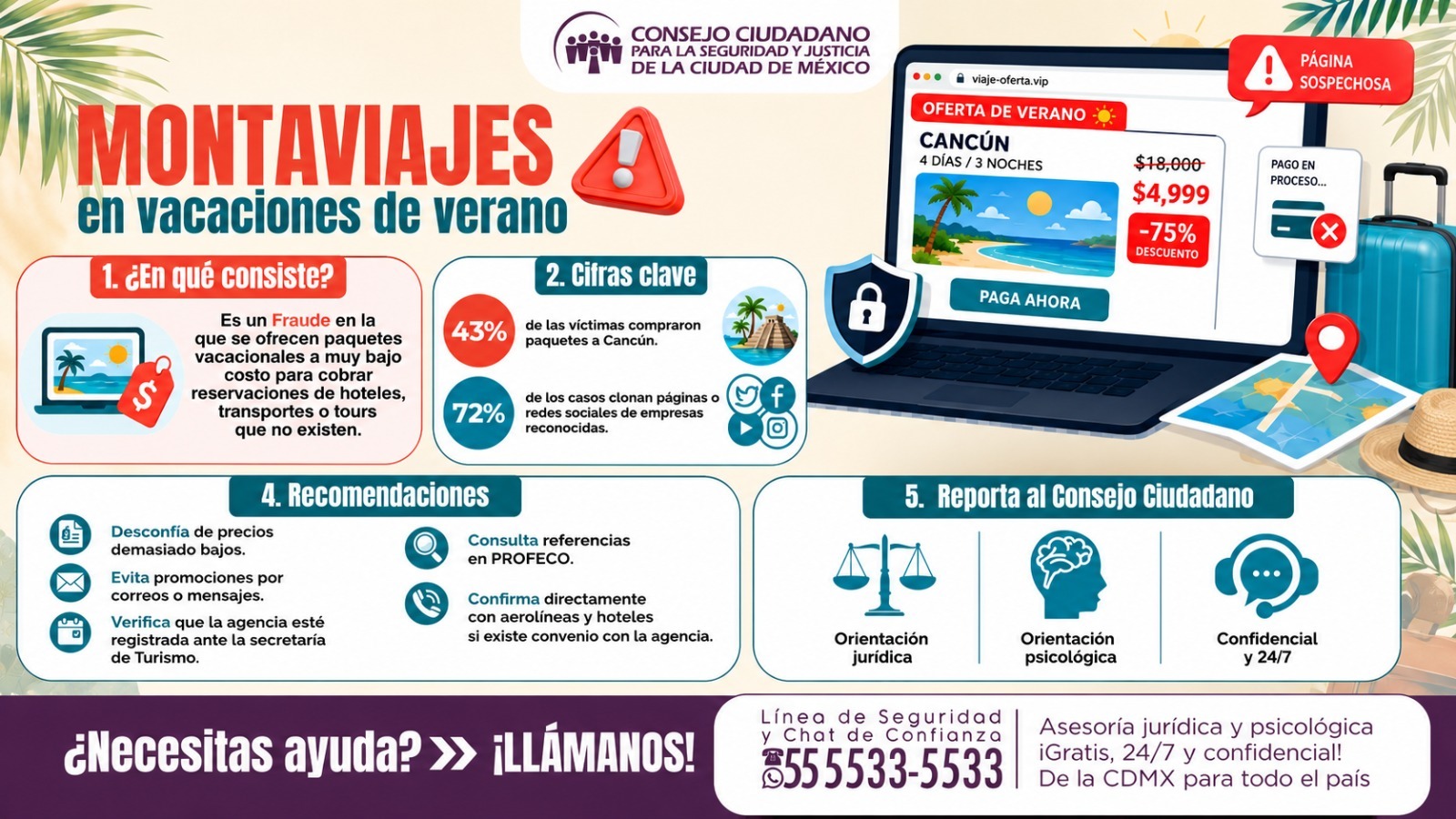 LLAMA CONSEJO CIUDADANO A PREVENIR MONTAVIAJES DURANTE LAS VACACIONES DE VERANO